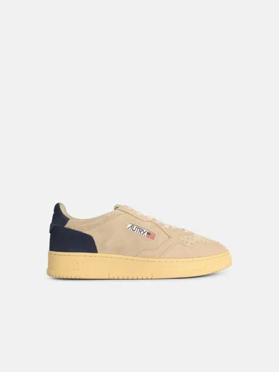 Autry 'medalist Low' Beige Suede Sneakers In Multi