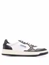Autry Medalist Low Two Tone Sneakers In White And Mountain Green Leather In Black