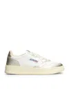 Autry Medalist Low Bicolor Sneakers In White And Platinum Metallic Leather
