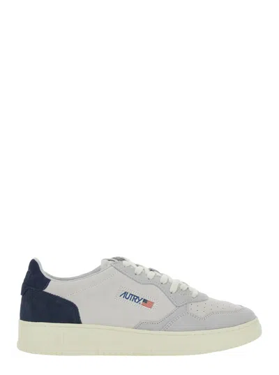 Autry Medalist Low Blue Sneaker With Contrasting Back Patch In Leather And Suede Man