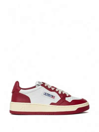 Autry Medalist Low Colour-block Leather Sneakers In Red