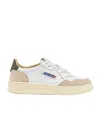 Autry 'medalist' White Low Top Sneakers With Beige Suede Details In Nude