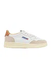 Autry Low-top Sneakers With Suede Inserts And Contrasting Heel In Neutral