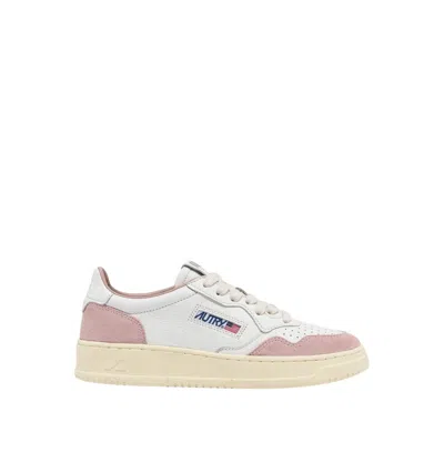Autry Medalist Low Goat Suede Wht Powder Sneakers In Multi