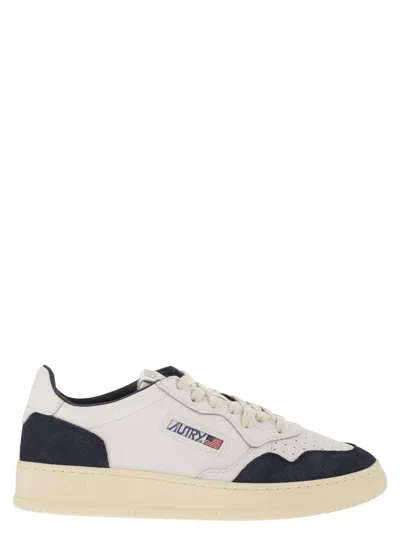 Autry Medalist Low Two-tone Calfskin And Suede Trainers In White