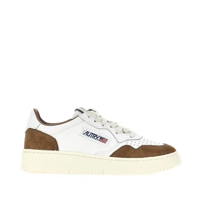 Autry Medalist Low Bicolor Leather Sneakers With Perforated Toe In Animal Print
