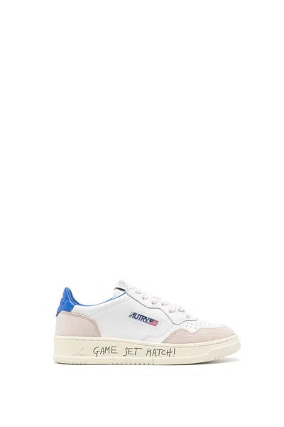 AUTRY MEDALIST LOW LEATHER AND SUEDE SNEAKERS WITH LETTERING
