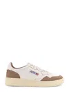 Autry Low Sneaker With Suede Accents And Perforated Toe Box In Neutral