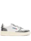 Autry 'medalist Low' White And Silver Low Top Sneakers With Logo Patch