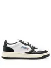 Autry 'medalist' White And Black Low Top Sneakers With Logo Patch