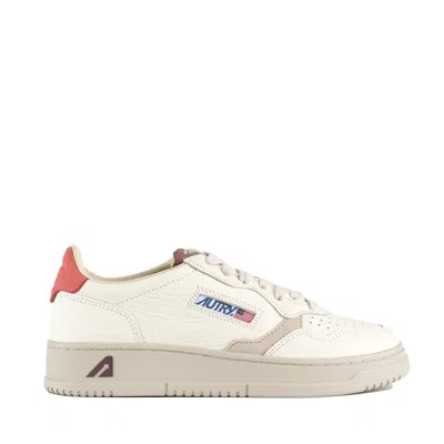 Autry Medalist Low Leather Sneakers Color Rose And Sand In White, Pink