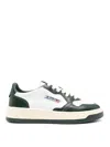 Autry 'medalist' White And Black Low Top Sneakers With Logo Patch In Green