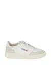 Autry White Medalist Low Powder Heel Suede-trim Leather Sneakers In Multi