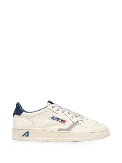 Autry Low Leather Sneakers With Diverse Texture Combinations In White
