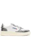 Autry 'medalist Low' White And Silver Low Top Sneakers With Logo Patch In Silver