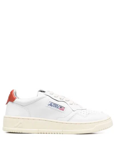 Autry Red And White Leather Medalist Low Sneakers