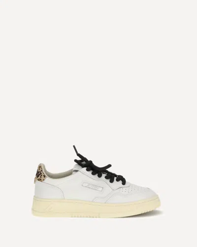 Autry Medalist Leopard-panel Low Sneakers In White