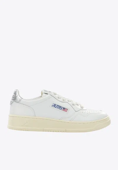 Autry White Leather Sneakers With Metallic Heel Tab