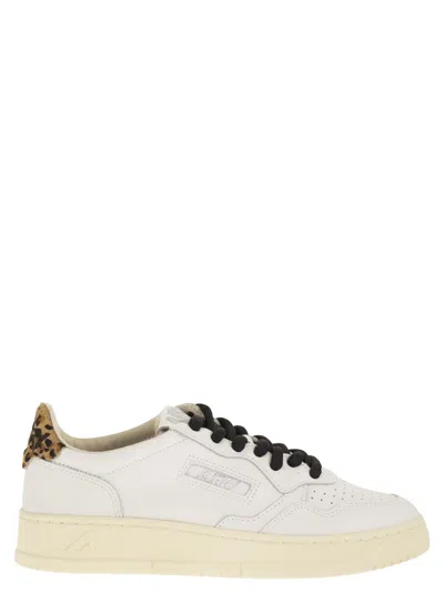 Autry Medalist Low Leather Sneakers With Animal Print Detail In Multi