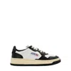 Autry 'medalist' White And Black Low Top Sneakers With Logo Patch In White