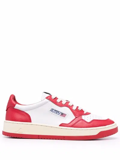 Autry Medalist Low Man - Leat/leat Shoes In Wb02 Wht/red