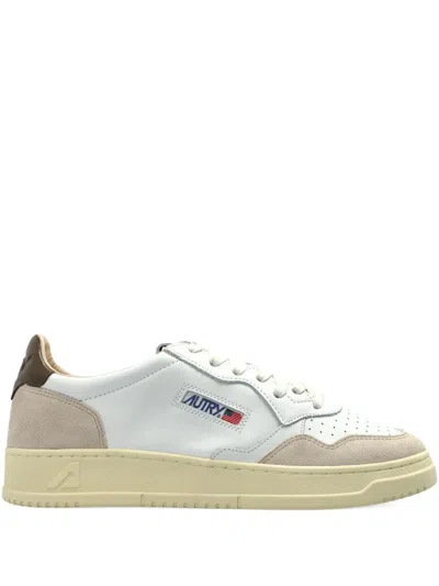 Autry "medalist Low Man" Leather Suede Sneakers In White