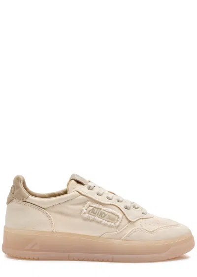 Autry Medalist Low Panelled Canvas Sneakers In Ivory