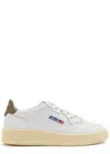 Autry Medalist Low Panelled Leather Sneakers In White And Green