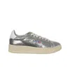 Autry Dallas Low Sparkling Sneakers In Silver And White Sequins Shoes In Multi