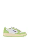 Autry White And Green Two-tone Leather Medalist Low Sneakers