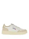 Autry White And Gold Leather And Suede Medalist Low Sneakers In Neutral