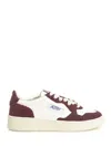 Autry Sneakers Medalist Low In Avory And Burgundy Glittered Leather. In Brown