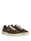 Autry Low Top Suede Sneakers With Contrast Sole In Brown