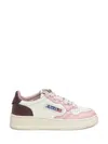Autry Pink And Violet Leather Medalist Sneakers In Brwn/ww/pow
