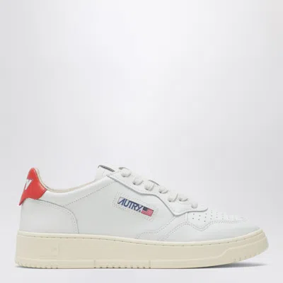 Autry Medalist Low Sneaker In White And Orange In Multi