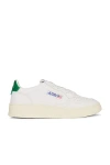 Autry Medalist Low Sneakers In White And Green Leather In Leather White & Green