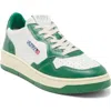 Autry White And Green Two-tone Leather Medalist Low Sneakers In Leat/leat Wht/green