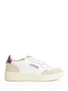 Autry Medalist Low Sneakers In White And Burgundy Suede And Leather In Multi