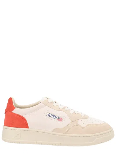 Autry Cream Medalist Low Suede Cow Leather Sneakers In Neutral