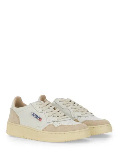 Autry Medalist Low Smooth Suede Panels Leather Sneakers In White