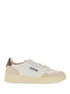 Autry Medalist Low Sneakers In White And Burgundy Suede And Leather In Red
