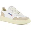 Autry Medalist Low Sneakers In White And Powder Leather And Suede Shoes In White Powder