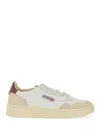 Autry Medalist Low Sneakers In White And Burgundy Suede And Leather In White