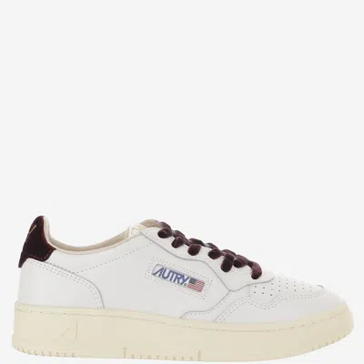 Autry Dallas Low Calfskin Trainers With Python-effect Inserts In White