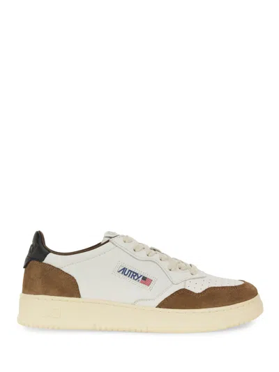 Autry Medalist Low Sneakers In Brown Suede And White Leather