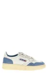 Autry White And Light Blue Leather And Suede Medalist Low Sneakers In White