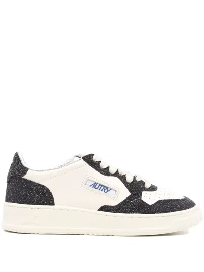 Autry Sparkling Low Top Sneakers With Perforated Toe In White