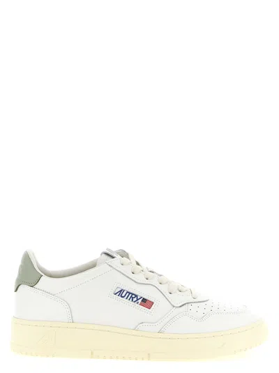 Autry Medalist Low Perforated Muted Green Sneakers In White