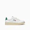 Autry Perforated Leather Low-top Sneakers With Green Accents In White
