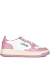 Autry Medalist Low Sneakers Bicolor In White And Polignac Leather In Pink